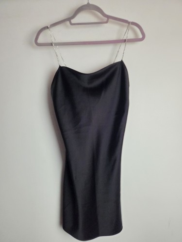 Black satin dress with - black,