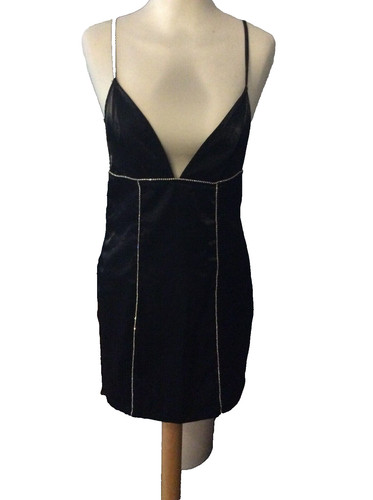 Black strappy satin feel - black,