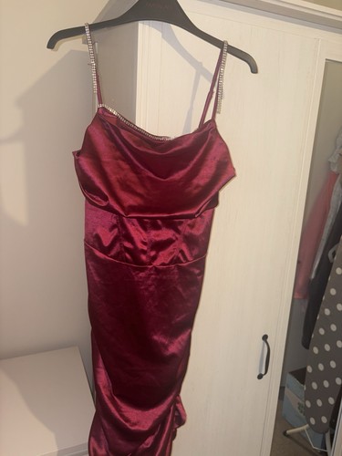Quiz burgundy satin cowl neck - quiz,