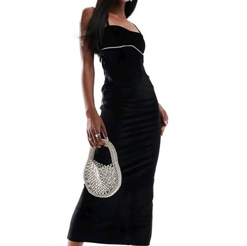 Black velvet diamante long - diamante,